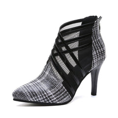 Mesh pointed toe stiletto heels Grey