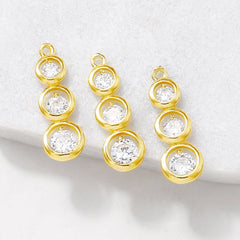 Metal Zircon - inlaid Pendant Earrings - DIY Ornament Accessories Set Gold