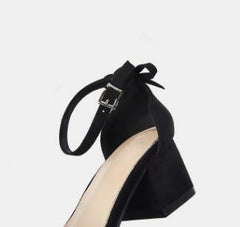 Mid - Heeled Suede Bow Baotou Sandals 34