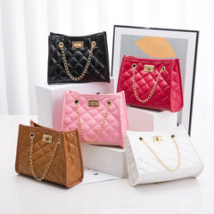 Mini Chain Clutch - Rhombus Stitch Small Square Shoulder Bag for Women Red