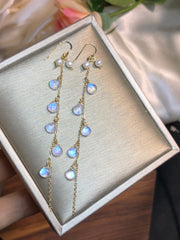 Moonlight Stone Vintage Tassel 14k Earrings – Timeless Elegance 10Moonstones