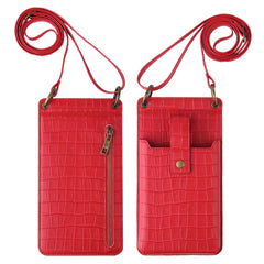 Multi - Function Clutch - Crossbody Bag with Crocodile - Pattern Wallet Red