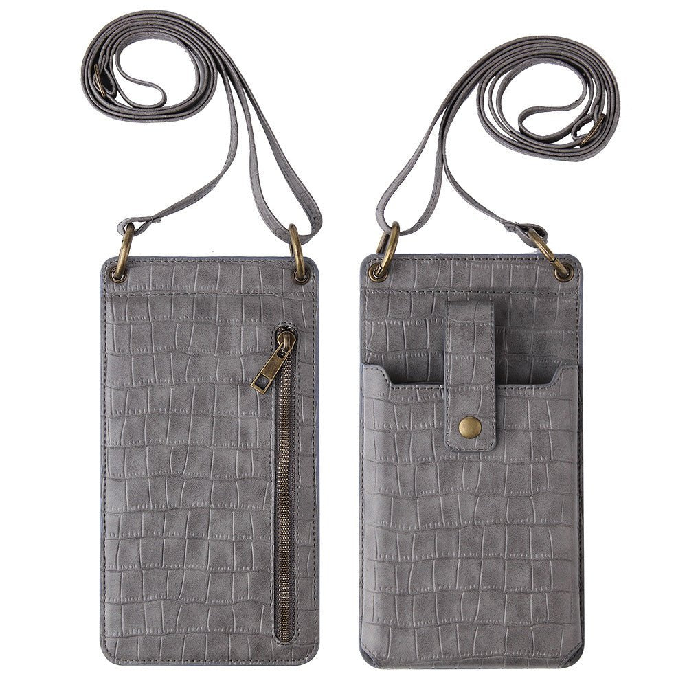 Multi - Function Clutch - Crossbody Bag with Crocodile - Pattern Wallet Dark grey