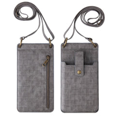 Multi - Function Clutch - Crossbody Bag with Crocodile - Pattern Wallet Dark grey
