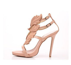 Multicolor Wings & Rhinestone Hollow Rome High Heels for Women Pink