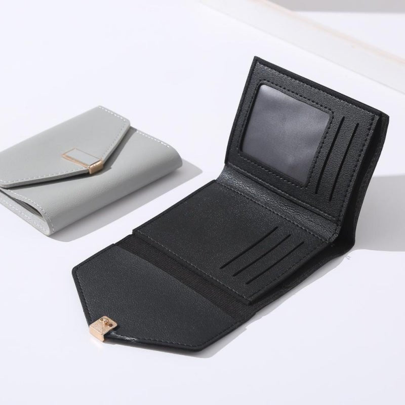 Multiple Change Slots Women's Short Wallet Bag Black