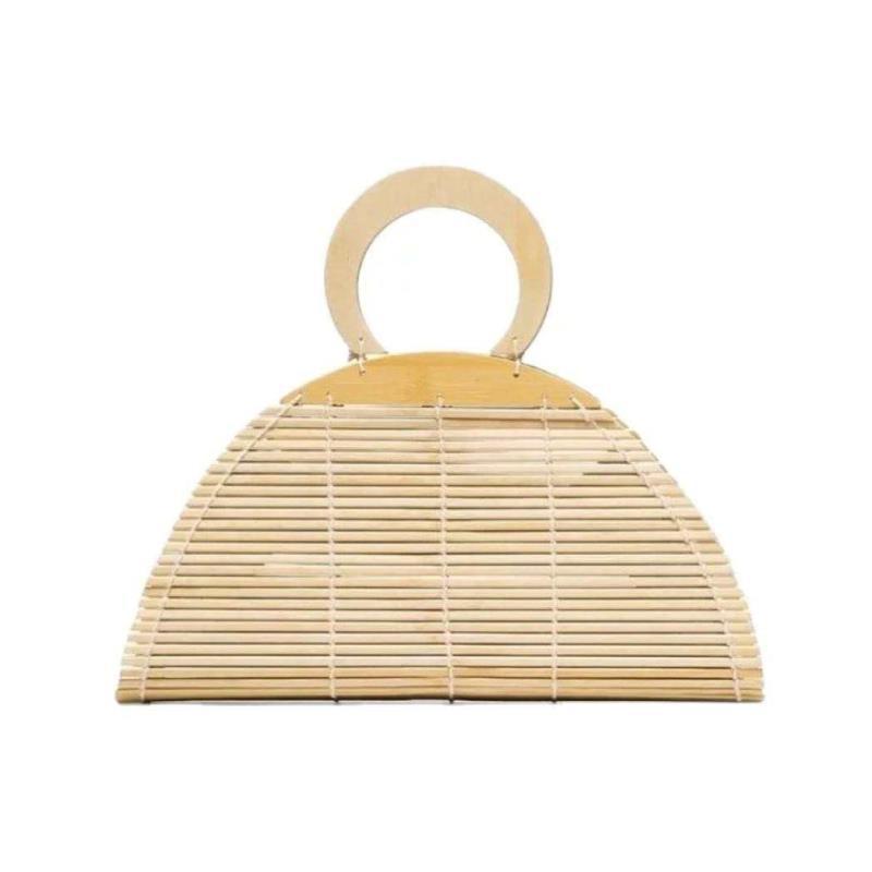 Natural Bamboo Clutch Bag Hand - Woven Design Wood