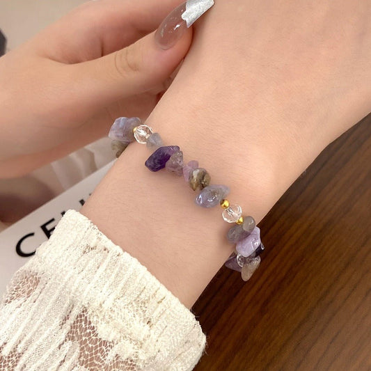 Natural Crystal Shaped Gravel Bracelet Elegance in Every Stone 01 Imitation Gold 0683