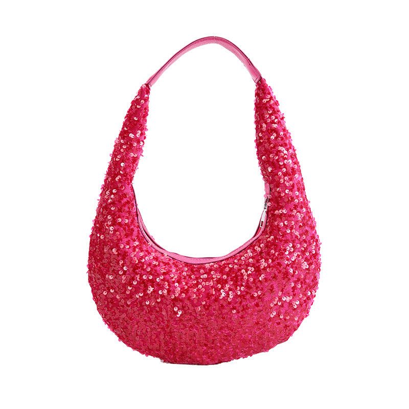 New Arrival All - match Sequins Handbag for Elegant Dinners Rose Red