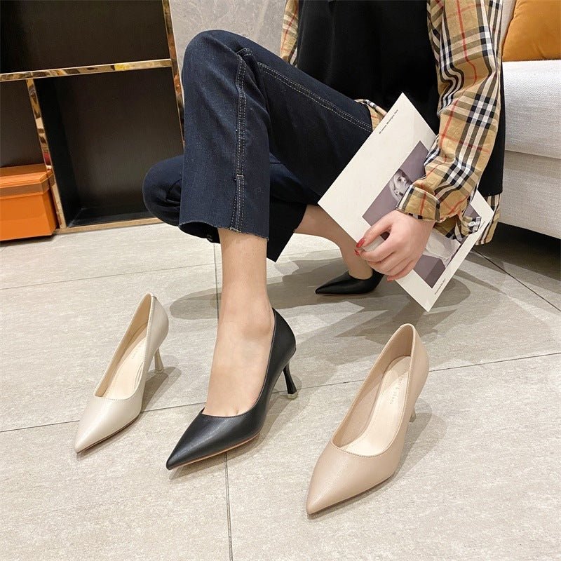 New Fine Heel Pointed High Heels Female Black 5cm