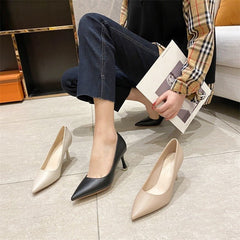 New Fine Heel Pointed High Heels Female Black 5cm