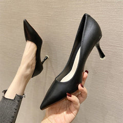 New Fine Heel Pointed High Heels Female Black