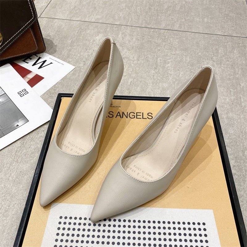 New Fine Heel Pointed High Heels Female Beige 5cm