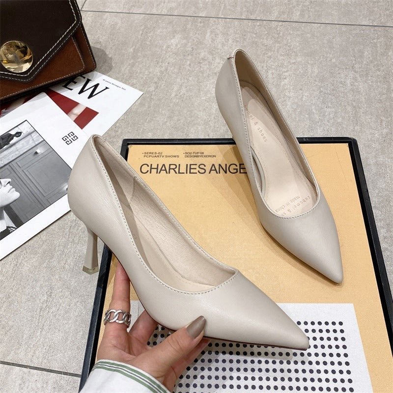 New Fine Heel Pointed High Heels Female Beige