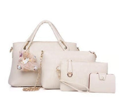 New Korean Fashion Clutch - Embossed 4 - Piece Ladies Shoulder Bag White