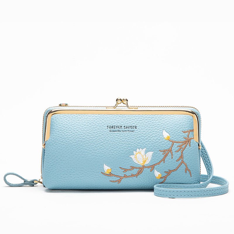 New Large Capacity Zipper Wallet For Girls Blue