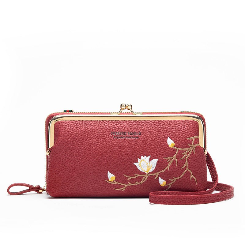 New Large Capacity Zipper Wallet For Girls Wine Red