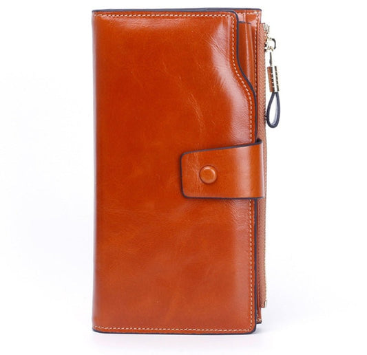 Oil wax skin mobile phone clutch Earth yellow
