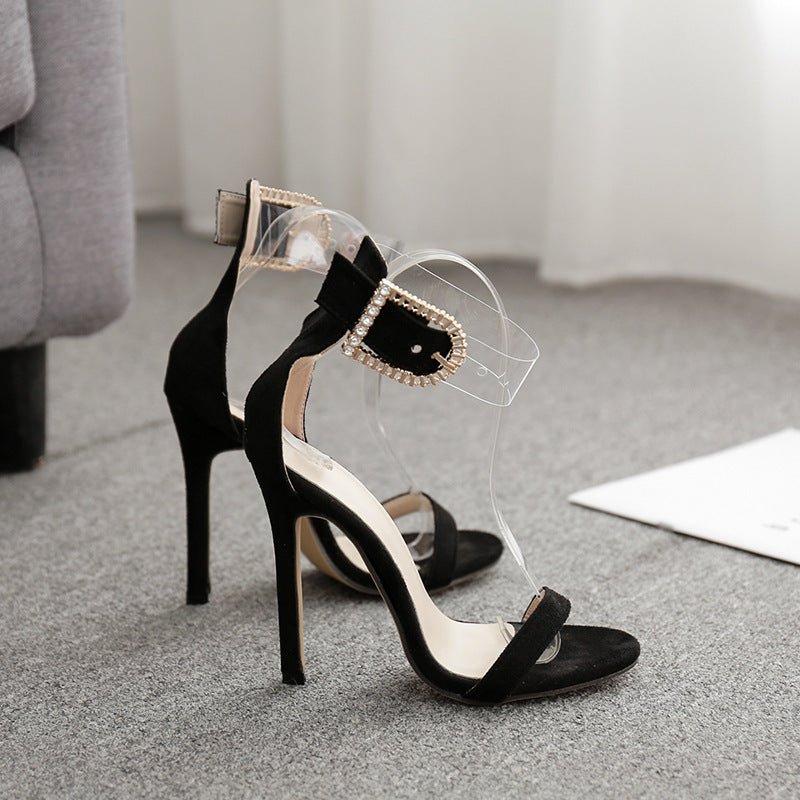 Open - toe women's sandals Black