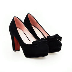 Platform Bow High Heels – Elevate Your Style with Grace and Glamour Black