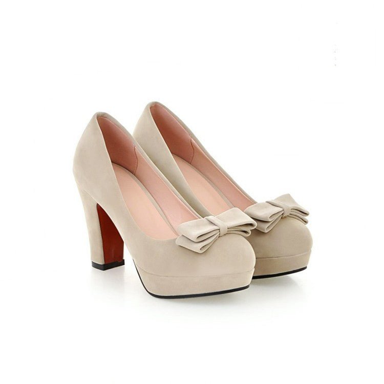 Platform Bow High Heels – Elevate Your Style with Grace and Glamour Apricot Color