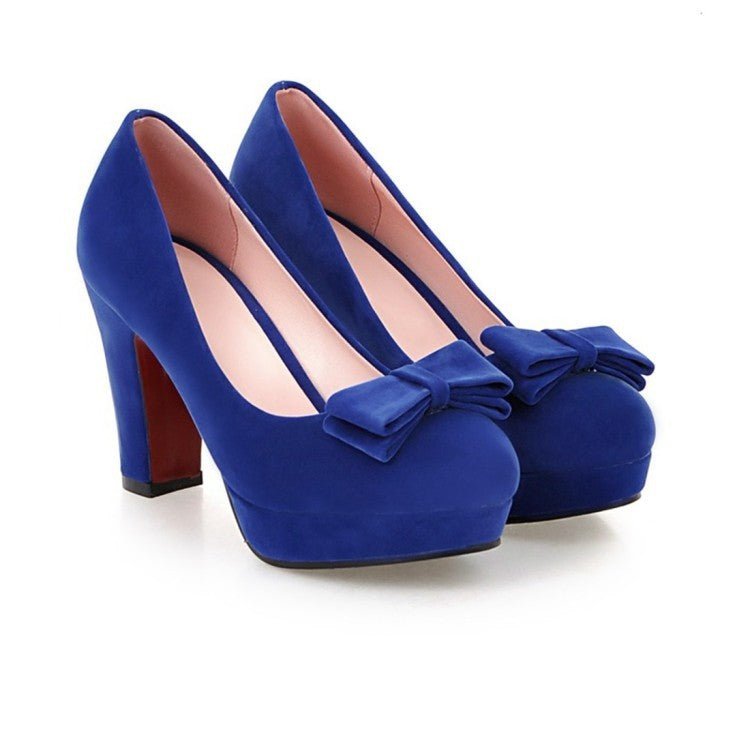 Platform Bow High Heels – Elevate Your Style with Grace and Glamour Blue