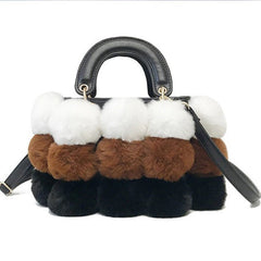 Plush Winter Clutch - Trendy Handbag with Shoulder and Messenger Straps Brown