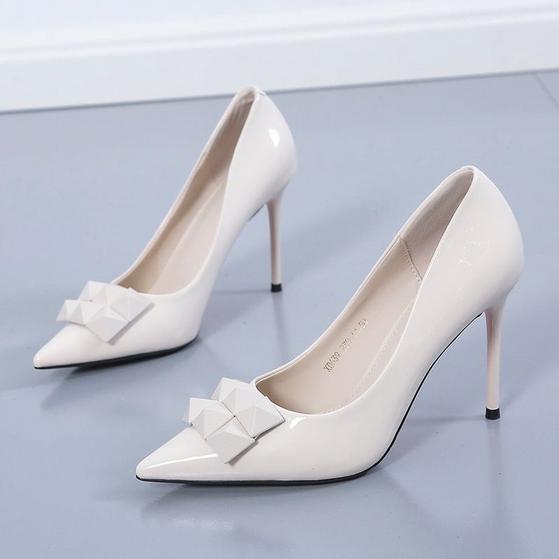 Pointed Toe Bag Sexy European And American Black Thin Shoes Women's Shoes Beige
