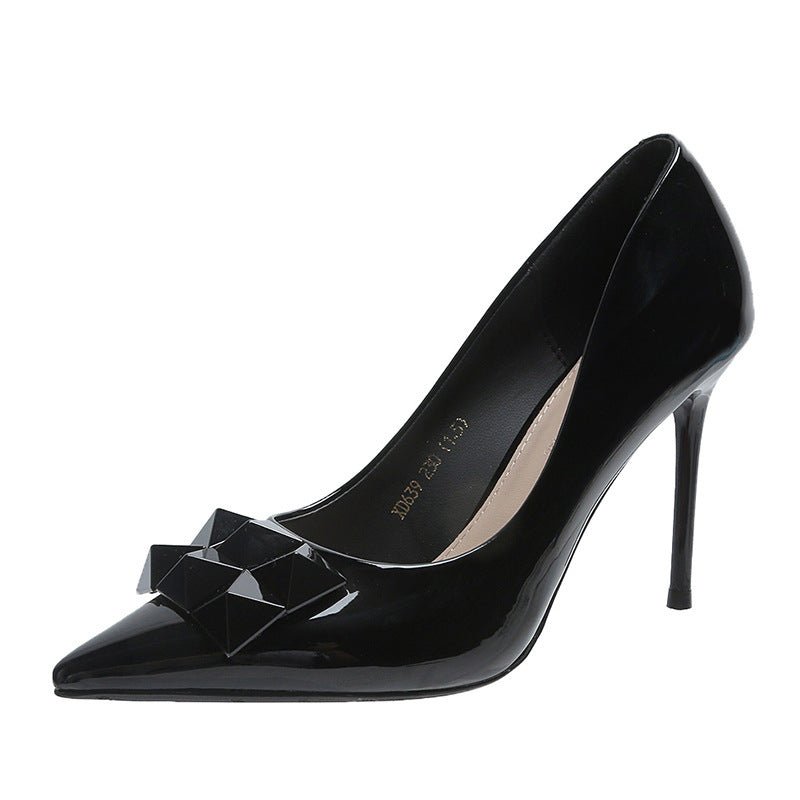 Pointed Toe Bag Sexy European And American Black Thin Shoes Women's Shoes Black