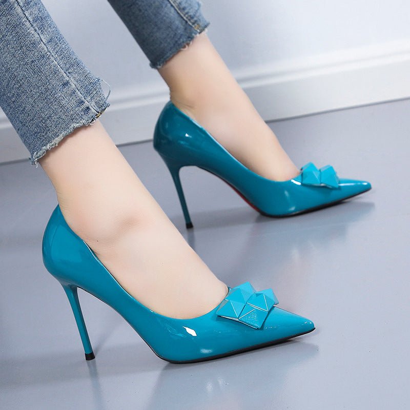 Pointed Toe Bag Sexy European And American Black Thin Shoes Women's Shoes Beige