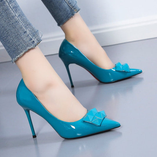 Pointed Toe Bag Sexy European And American Black Thin Shoes Women's Shoes Beige