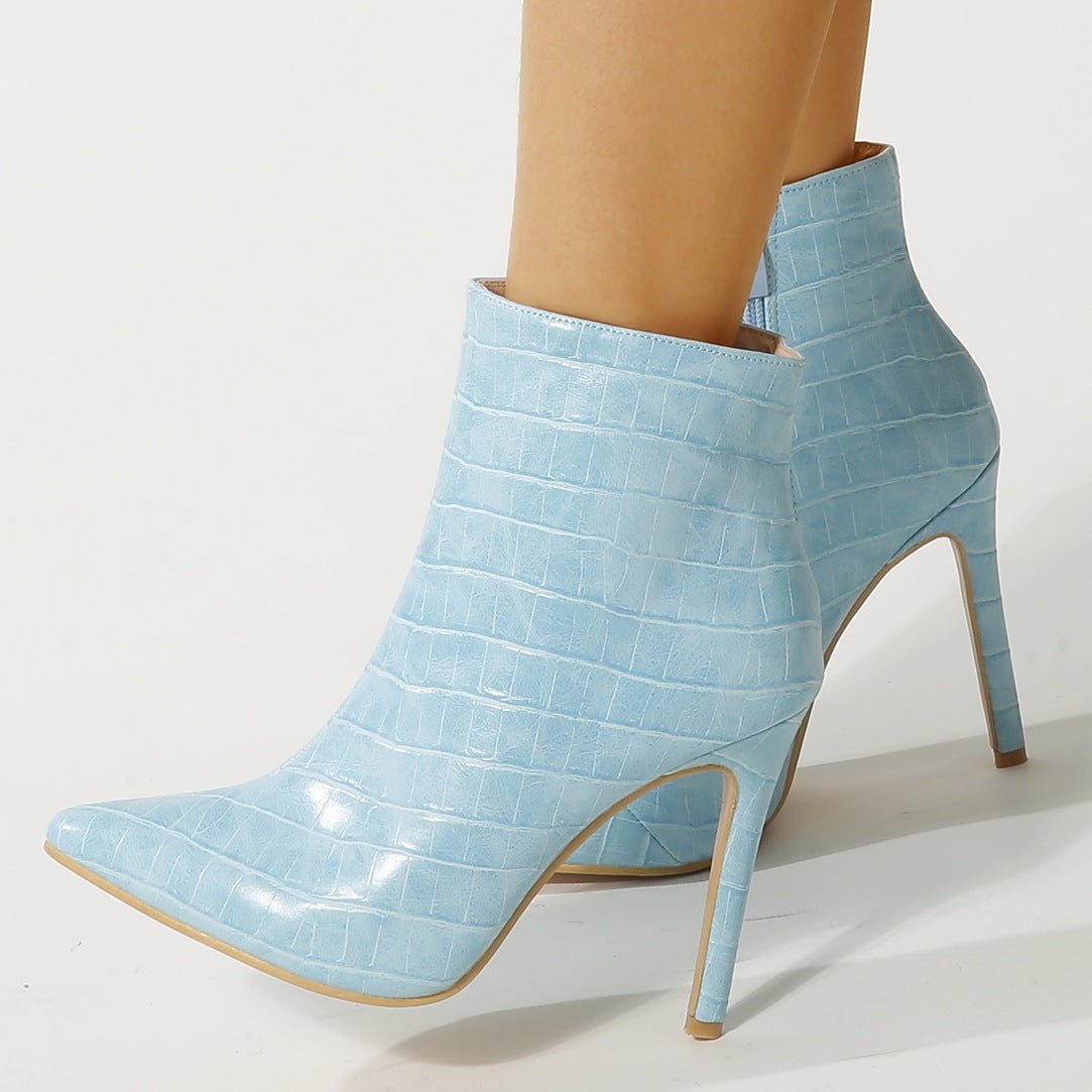 Pointed Toe Stilettos Ankle Boots For Women Shoes Pink