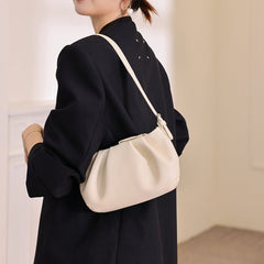 Premium Leather Folds Cloud Bag - One - Shoulder Crossbody Underarm Brown