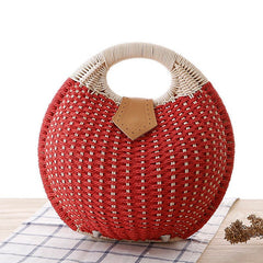 Rattan Clutch Handbag - Stylish and Trendy Summer Accessory gules