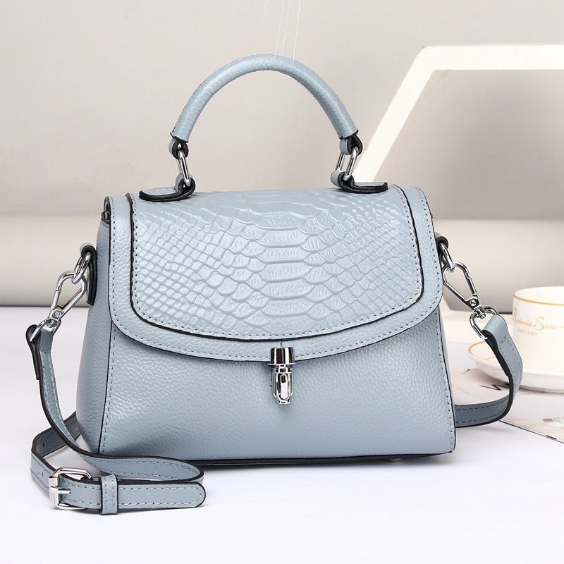 Real Leather Clutch Cross Shoulder Bag, Head Layer Blue