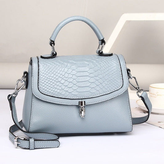 Real Leather Clutch Cross Shoulder Bag, Head Layer Blue