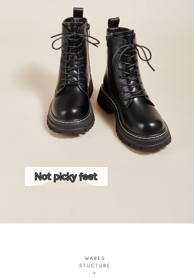 Retro British Style Small Man Platform Ankle Boots Black