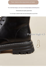 Retro British Style Small Man Platform Ankle Boots Black