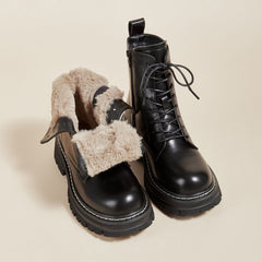 Retro British Style Small Man Platform Ankle Boots Black