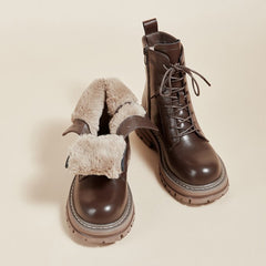 Retro British Style Small Man Platform Ankle Boots Brown