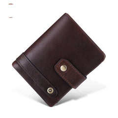 Retro Crazy Horse Leather Multi - Card Wallet Bag Chocolate