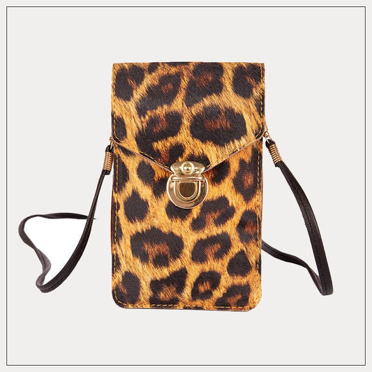 Retro Leopard Print Clutch Phone Bag Leopard