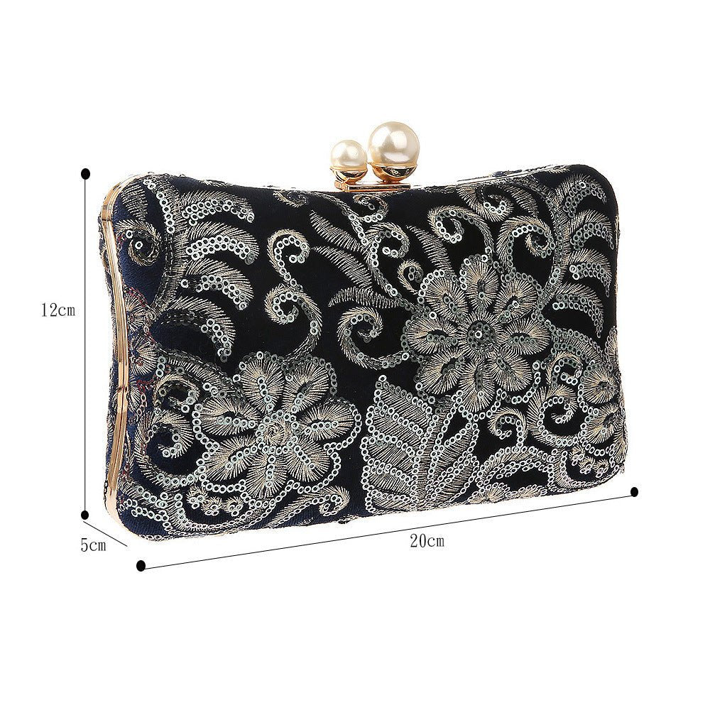 Retro Sequin Banquet Clutch Bag Red