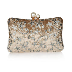Retro Sequin Banquet Clutch Bag Red