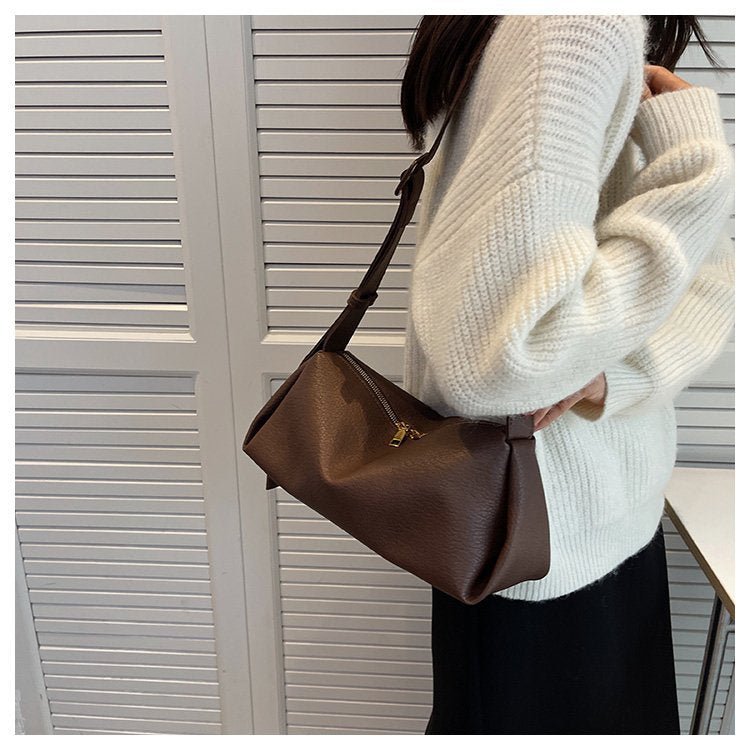 Retro Simple Soft Leather Autumn Crossbody Bag Coffee