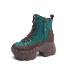 Retro Small Casual Short Boots For Women Green