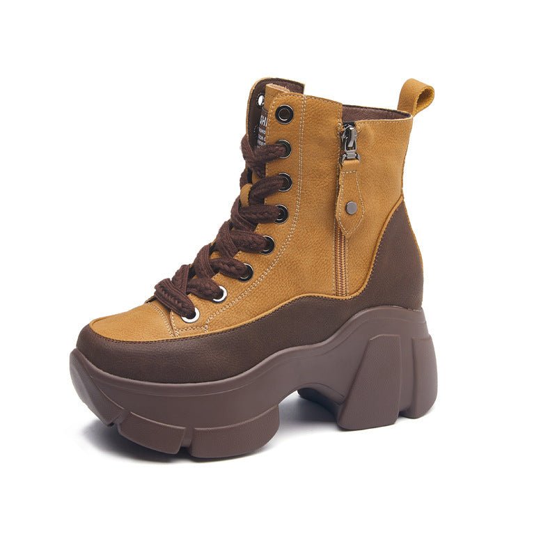 Retro Small Casual Short Boots For Women Yellow