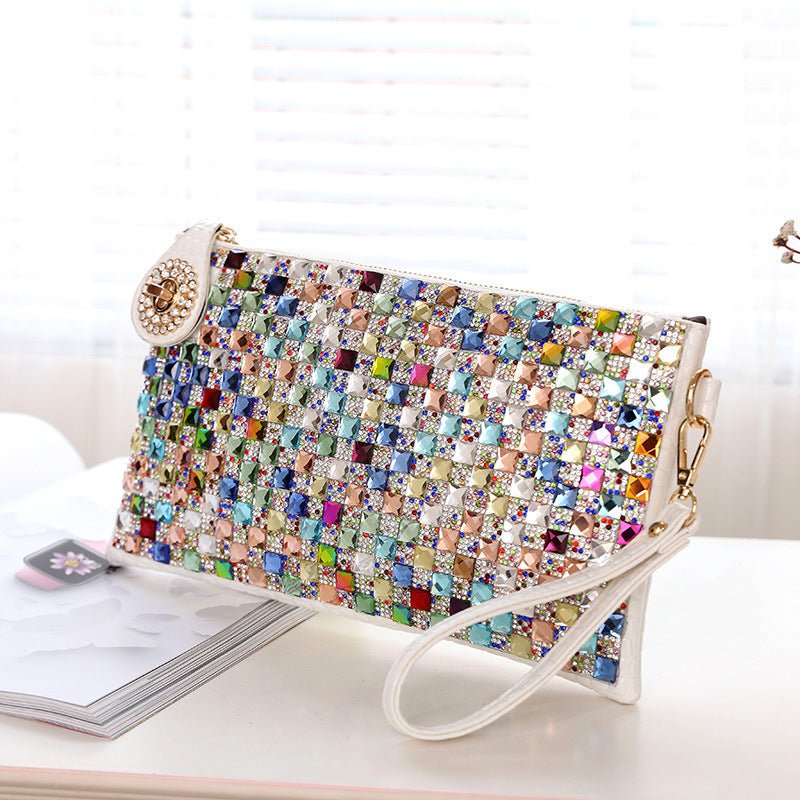 Rhinestone Clutch Ladies Bag White