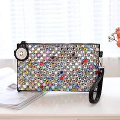 Rhinestone Clutch Ladies Bag White