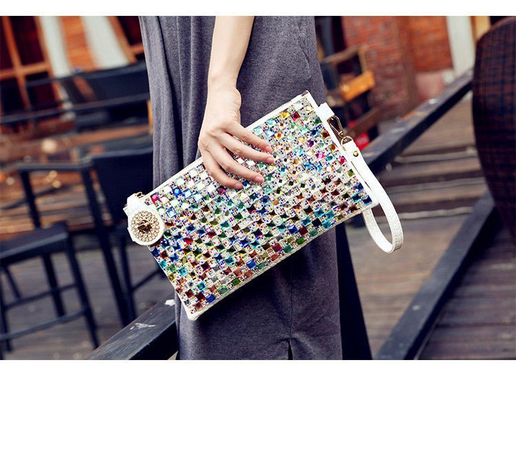 Rhinestone Clutch Ladies Bag White